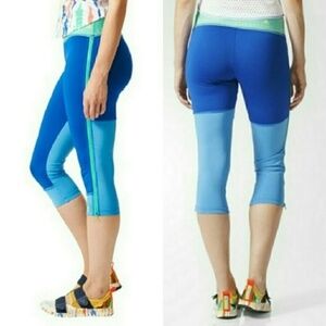 Adidas by Stella McCartney Blue Leggings Crop Colorblock Blue Workout Sz Small